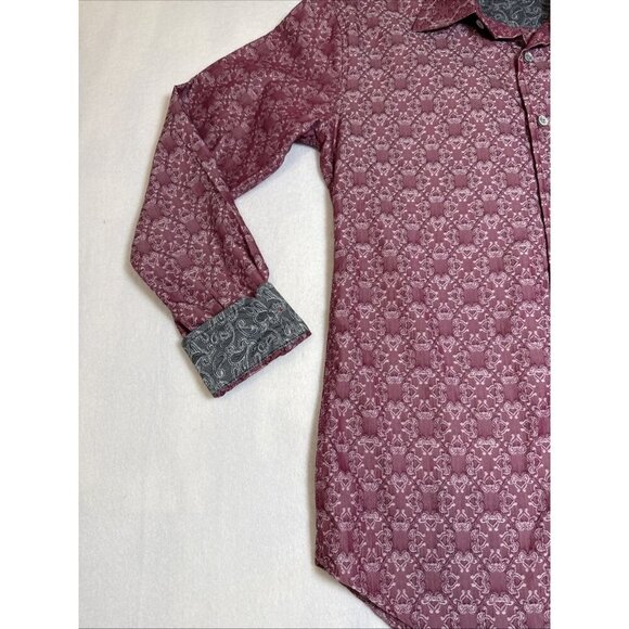 Tasso Elba Shirt Mens Sz Small Pink Graphic Cotton Blend Button Up Long Sleeve - Picture 3 of 7